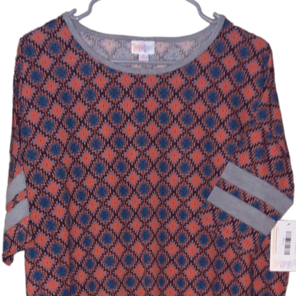New Lularoe Irma Simply Comfortable Top Hi Low Tunic Shirt Size S Orange Teal